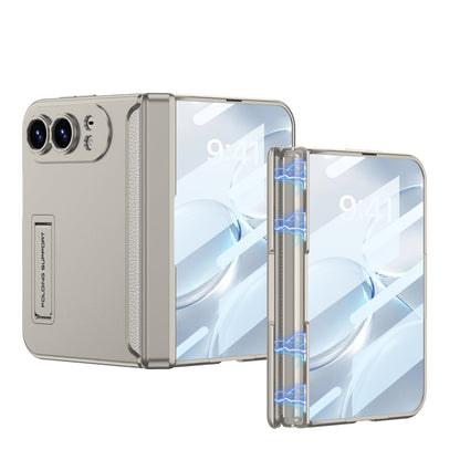 iPhone Ultra - Magnetic Hinge Camera Protection Business Cover Built-in Tempered Glass Film & Hidden Kickstand