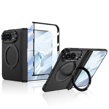 iPhone Ultra - Magnetic Hinge Protection Business Cover Built-in Tempered Glass Film & Magnetic Kickstand
