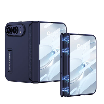 iPhone Ultra - Magnetic Hinge Protection Business Cover Built-in Tempered Glass Film & Hidden Kickstand
