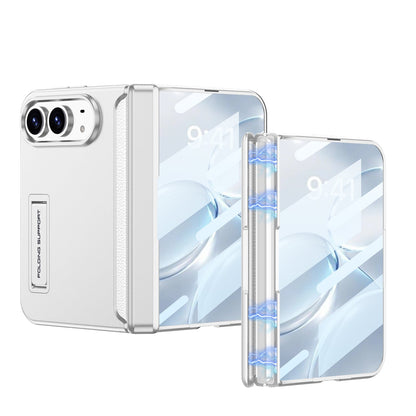 iPhone Ultra - Magnetic Hinge Protection Business Cover Built-in Tempered Glass Film & Hidden Kickstand