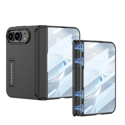 iPhone Ultra - Magnetic Hinge Protection Business Cover Built-in Tempered Glass Film & Hidden Kickstand