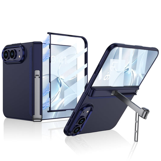 iPhone Ultra - Magnetic Hinge Protection Business Cover Built-in Tempered Glass Film & Tri‑Fold Side Kickstand