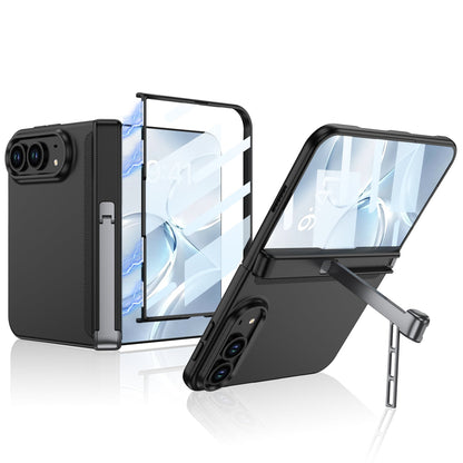 iPhone Ultra - Magnetic Hinge Protection Business Cover Built-in Tempered Glass Film & Tri‑Fold Side Kickstand