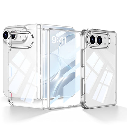 iPhone Ultra - Magnetic Hinge Protection Clear Plating Cover Built-in Tempered Glass Film