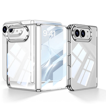 iPhone Ultra - Magnetic Hinge Protection Clear Plating Cover Built-in Tempered Glass Film