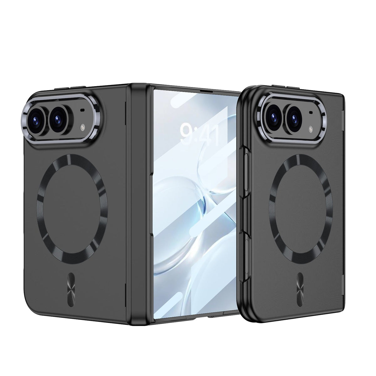 iPhone Ultra - Magnetic Hinge Protection Fashion Cover Built-in Tempered Glass Film & Magnetic Ring