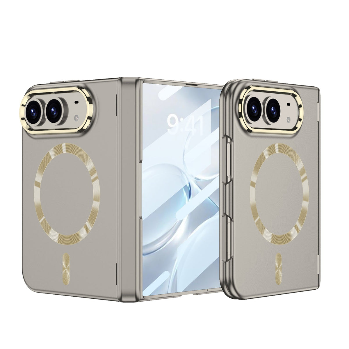 iPhone Ultra - Magnetic Hinge Protection Fashion Cover Built-in Tempered Glass Film & Magnetic Ring