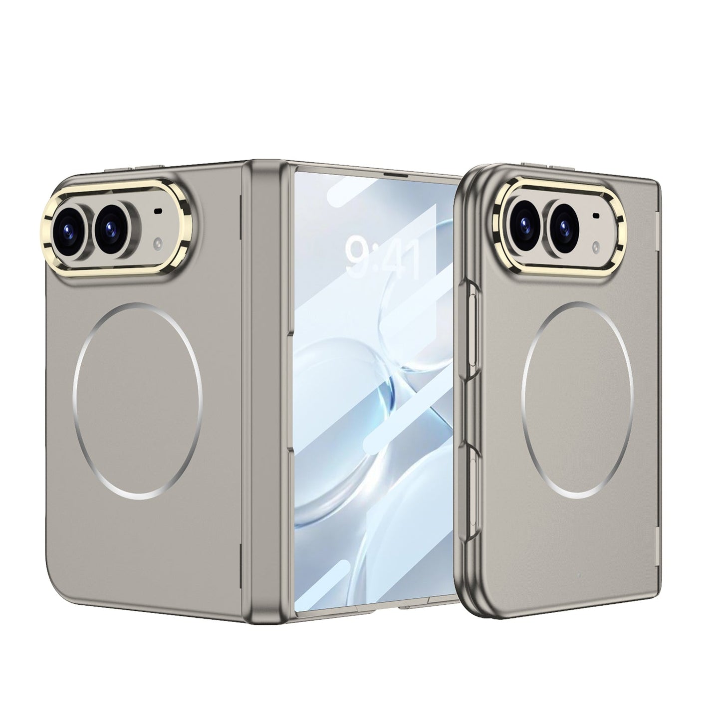 iPhone Ultra - Magnetic Hinge Protection Fashion Cover Built-in Tempered Glass Film & Magnetic Ring