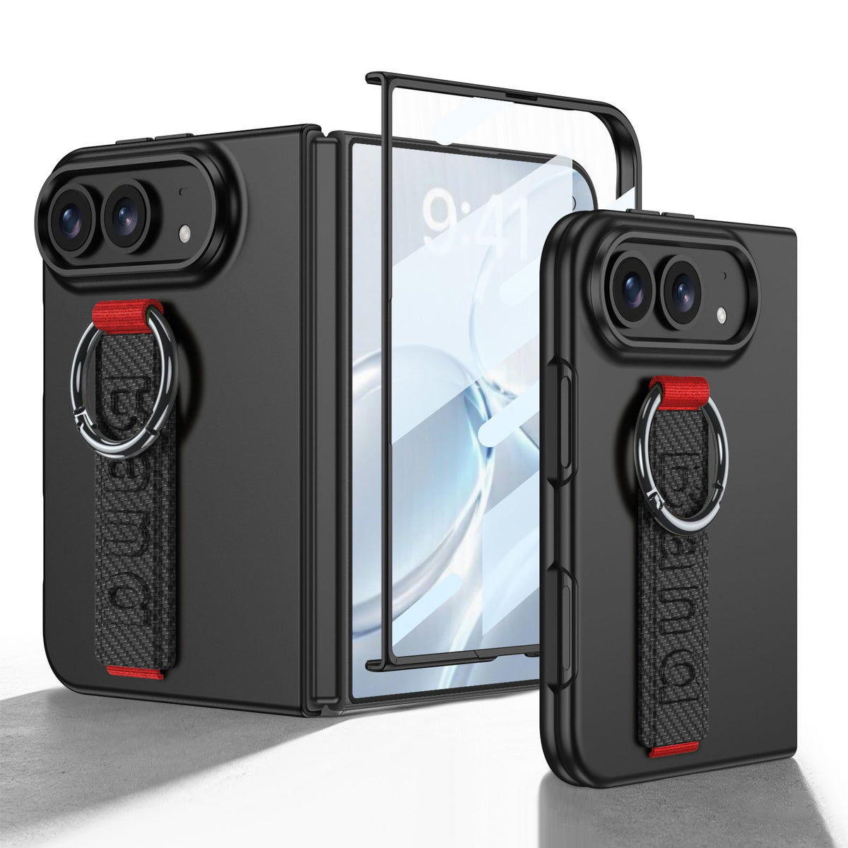iPhone Ultra | Slim Full‑Coverage Phone Case Built-in Tempered Glass Film & Wrist Strap with Finger Ring Grip
