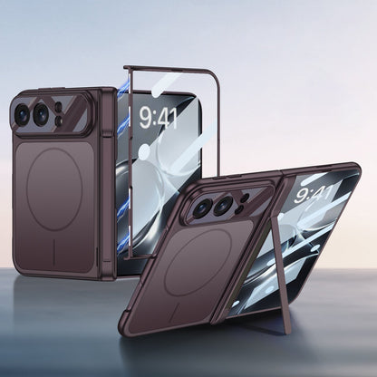 iPhone Duo | Magnetic Hinge Protection Phone Case Built-in Tempered Glass Film & Hinge Kickstand & Magnetic Ring