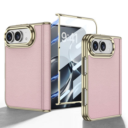 iPhone Ultra - Golden Plating Leather Cover Built-in Tempered Glass Screen