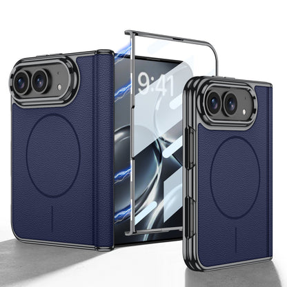 iPhone Ultra - Golden Plating Leather Cover Built-in Tempered Glass Screen & Magnetic Coil