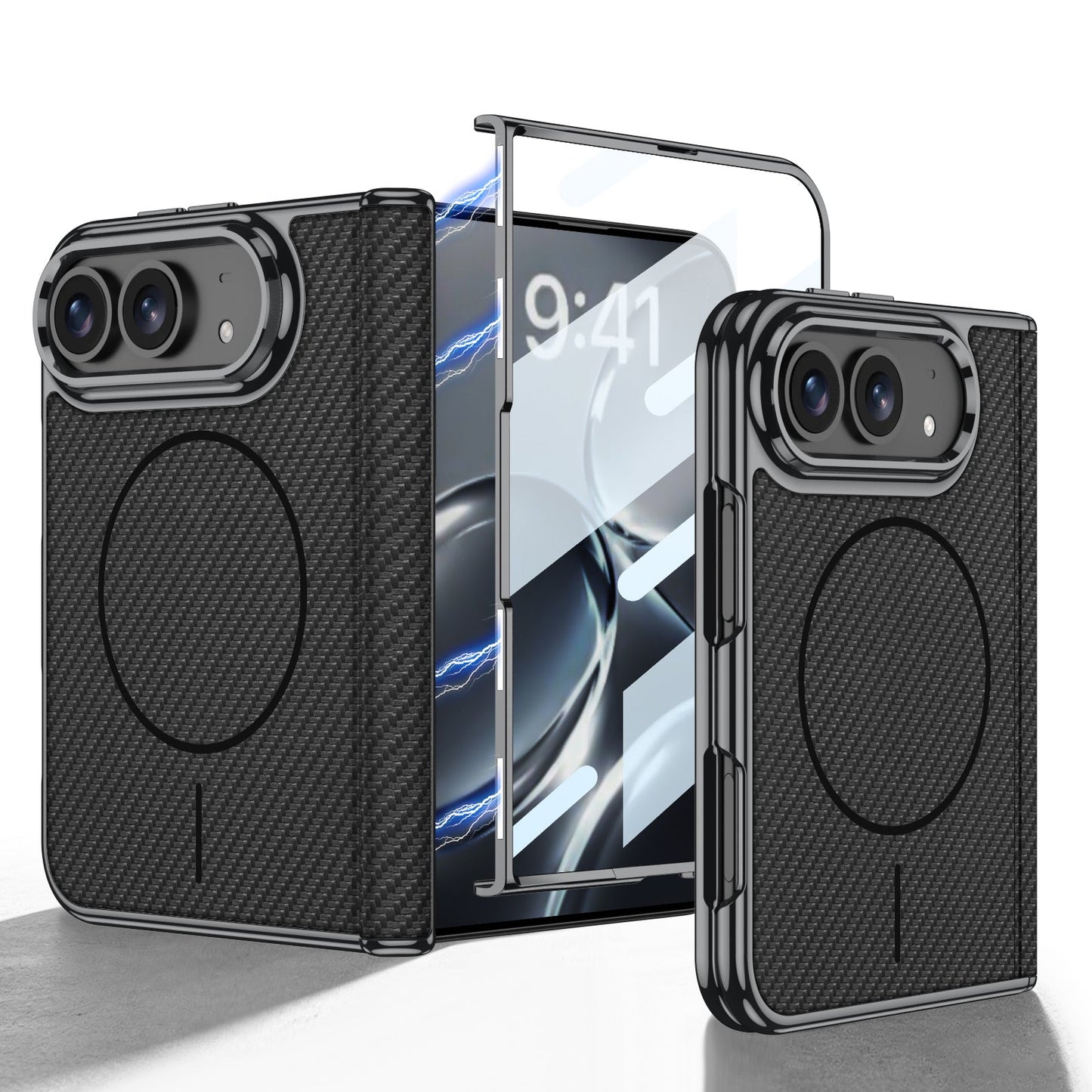 iPhone Ultra - Golden Plating Leather Cover Built-in Tempered Glass Screen & Magnetic Coil