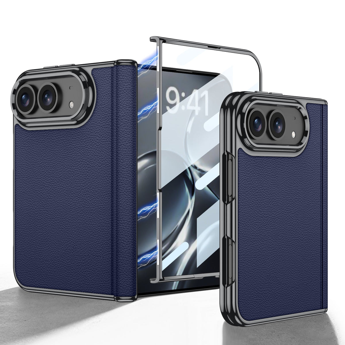 iPhone Ultra - Golden Plating Leather Cover Built-in Tempered Glass Screen