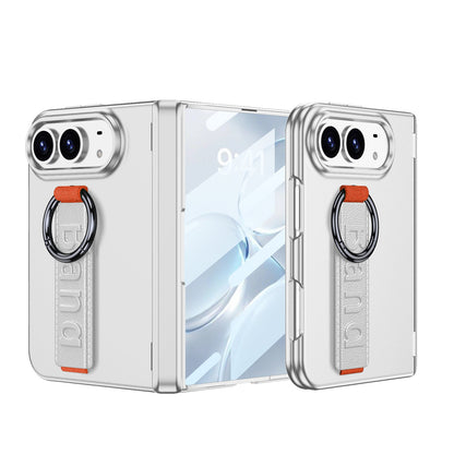 iPhone Duo - Magnetic Hinge Protection Cover Built-in Tempered Glass Film & Wrist Strap with Finger Ring Grip