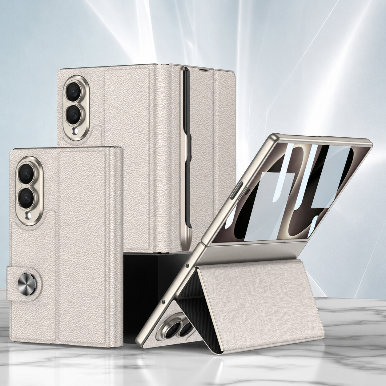 Luxurious Leather Phone Cover With Screen Protector & Pen-slot & Stylus For Galaxy Z Fold8/7/6 Wide Ultra