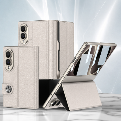 Luxurious Leather Phone Cover With Screen Protector & Pen-slot & Stylus For Galaxy Z Fold8 Wide Ultra