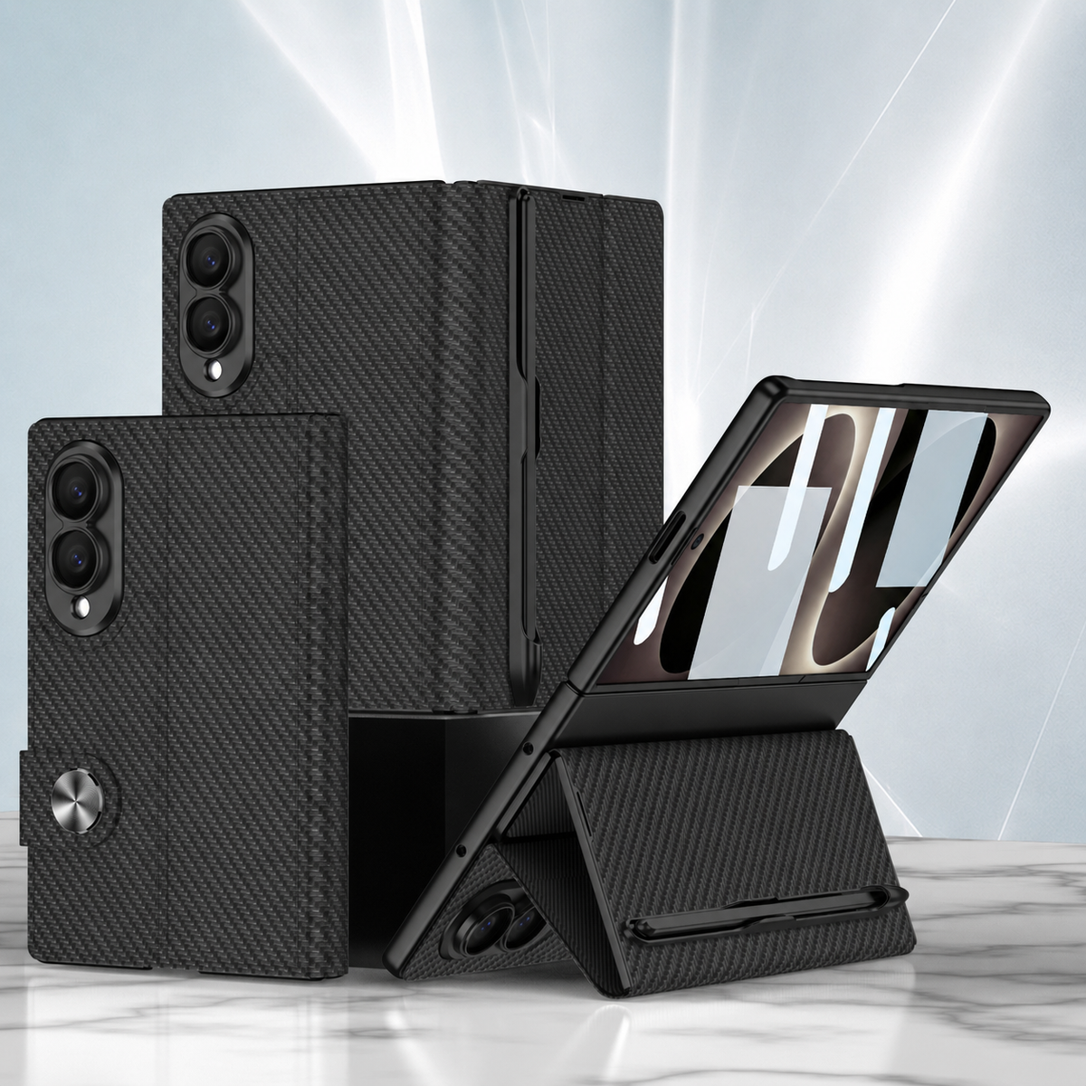 Luxurious Leather Phone Cover With Screen Protector & Pen-slot & Stylus For Galaxy Z Fold8/7/6 Wide Ultra