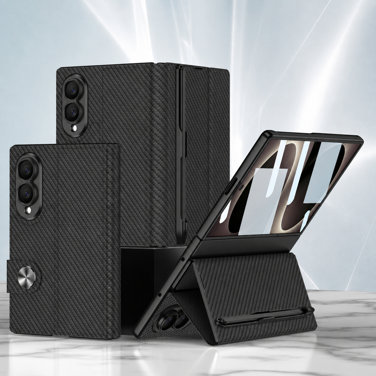 Luxurious Leather Phone Cover With Screen Protector & Pen-slot & Stylus For Galaxy Z Fold8 Wide Ultra