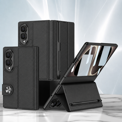 Luxurious Leather Phone Cover With Screen Protector & Pen-slot & Stylus For Galaxy Z Fold8/7/6 Wide Ultra