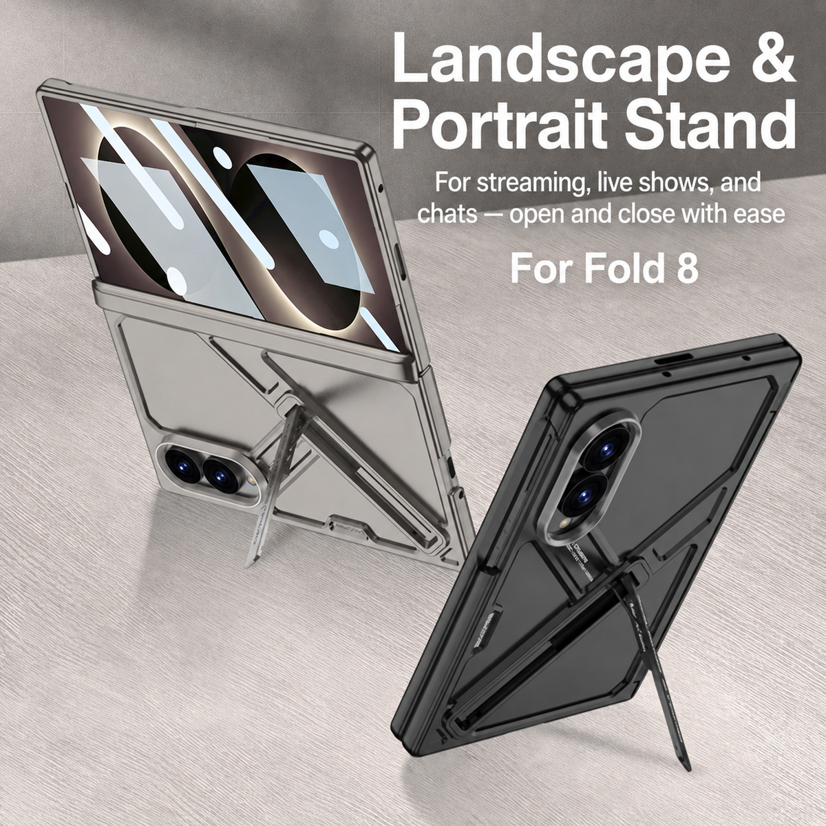 Armor Full-Body Protection Case For Galaxy Z Fold 8 ¨C Hidden Kickstand,Tempered Glass Screen Protector