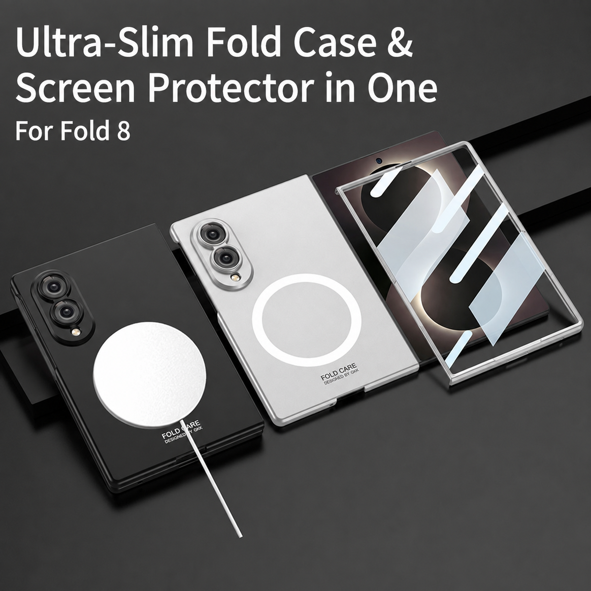 Galaxy Z Fold 8/7/6/5/4 Wide Ultra Fashion Phone Case with Built-In Tempered Glass & Magnetic Coil