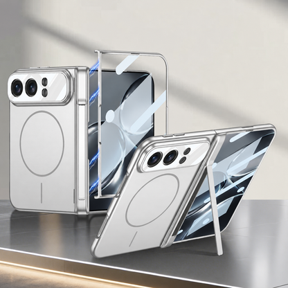 iPhone Duo | Magnetic Hinge Protection Phone Case Built-in Tempered Glass Film & Hinge Kickstand & Magnetic Ring