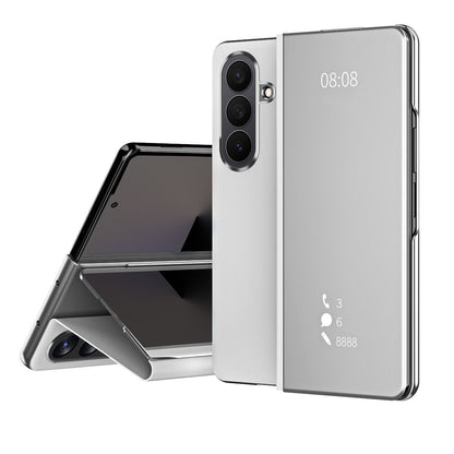 Smart Mirror Clear View Flip Case Luxury Magnetic Leather Kickstand Shockproof Cover For Galaxy Z Fold 7/6/5/4/3