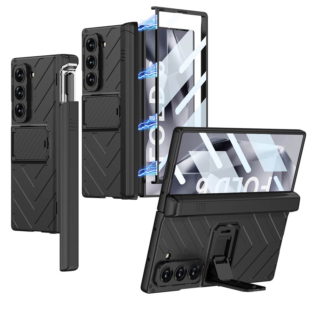 Armor Magnetic Hinge Slide S Pen Slot Integrated Screen Glass Bracket Case for Galaxy Z Fold6