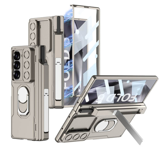 Magnetic Hinge Ring Bracket S Pen Slot Integrated Screen Glass Armor Case for Galaxy Z Fold6