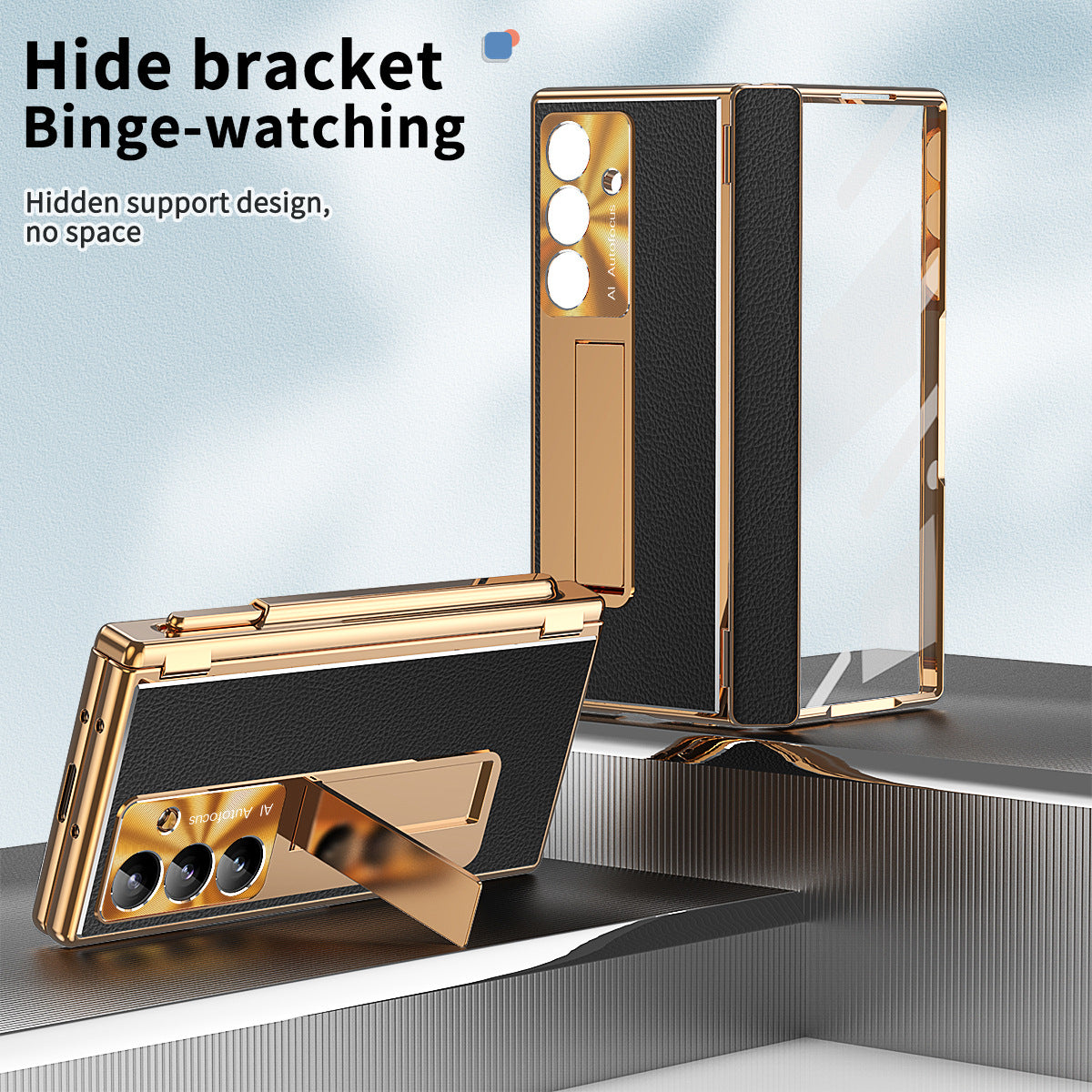 Aluminum Alloy Frame Magnetic Bracket All-Inclusive Electroplating Leather Cover For Galaxy Z Fold 8/7/6/5/4/3