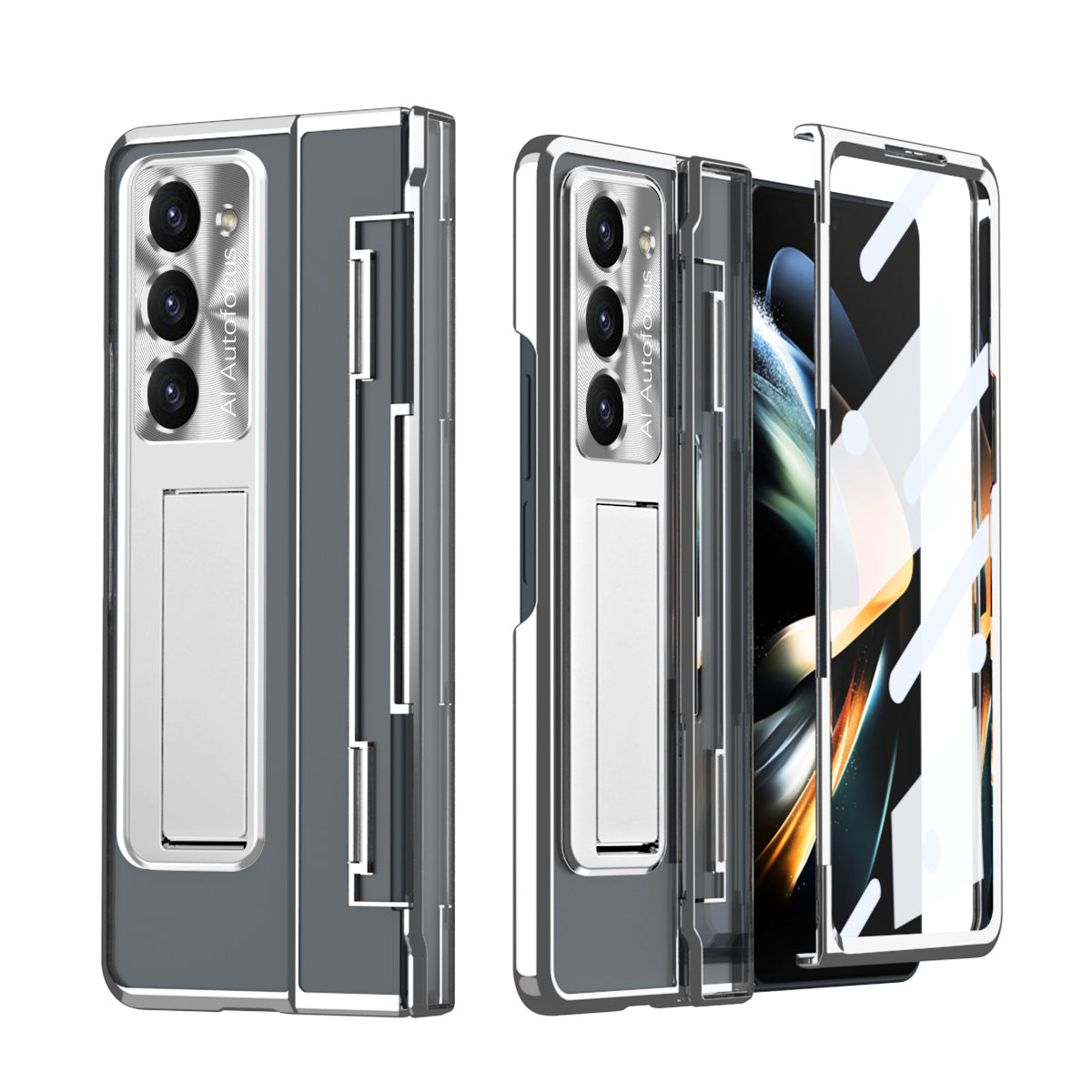 Armor Electroplated Anti-fall Protective Phone Case For Samsung Galaxy Z Fold3/4/5 With Back Screen Glass - Mycasety Mycasety