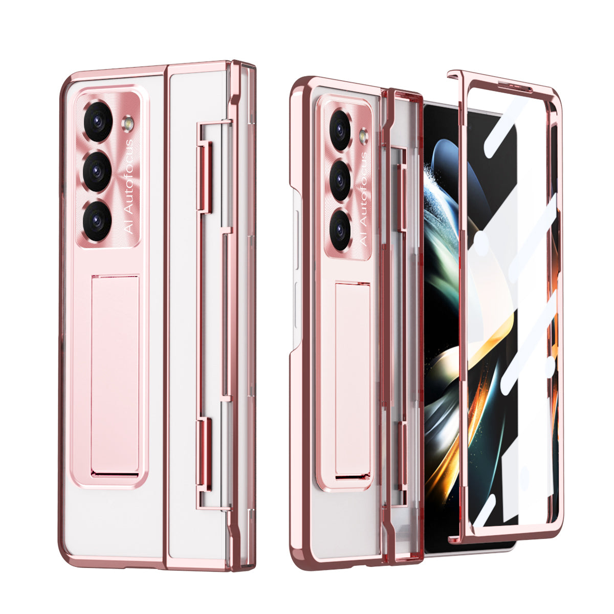 Armor Electroplated Anti-fall Protective Phone Case For Samsung Galaxy Z Fold3/4/5 With Back Screen Glass - Mycasety Mycasety
