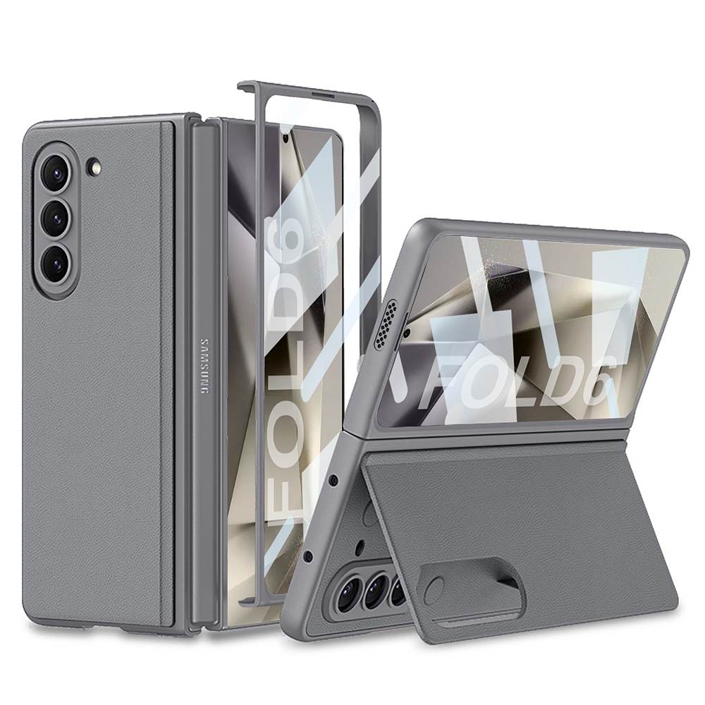 Leather Bracket Integrated Screen Glass Cover for Samsung Galaxy Z Fold6