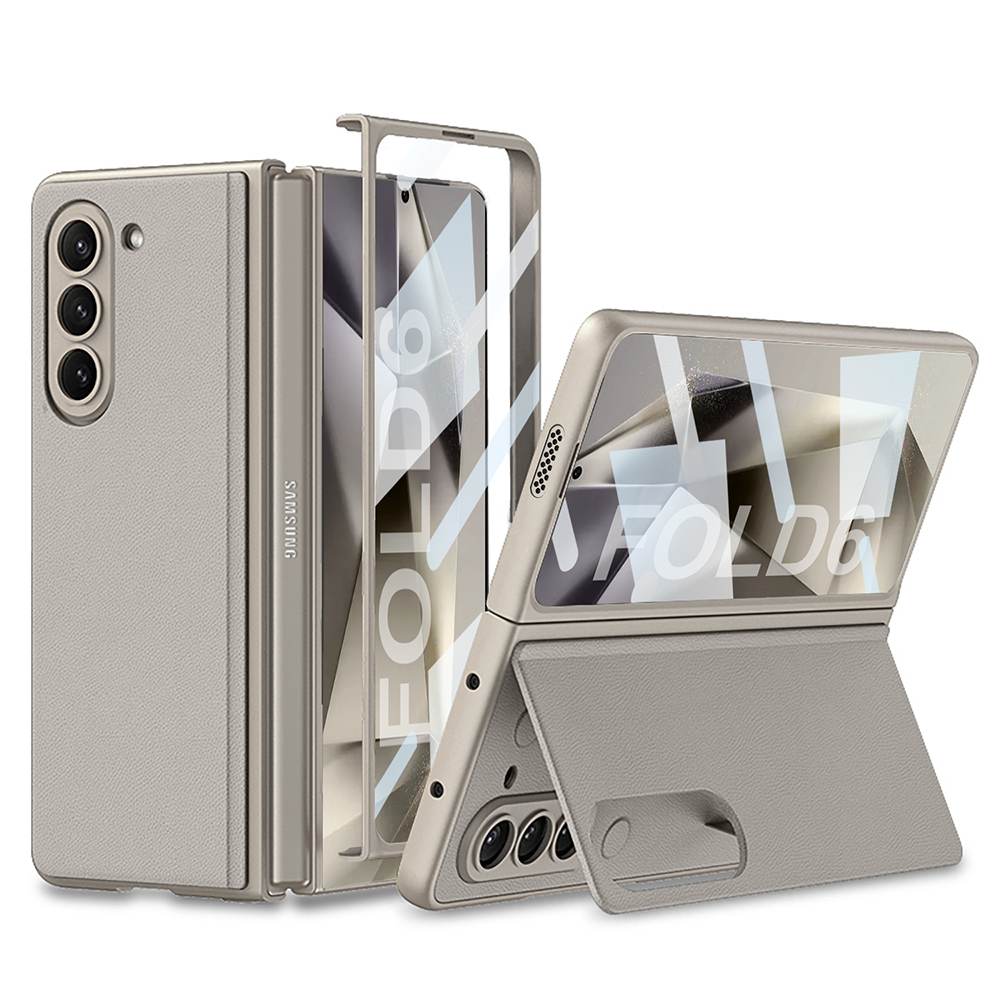 Leather Bracket Integrated Screen Glass Cover for Samsung Galaxy Z Fold6