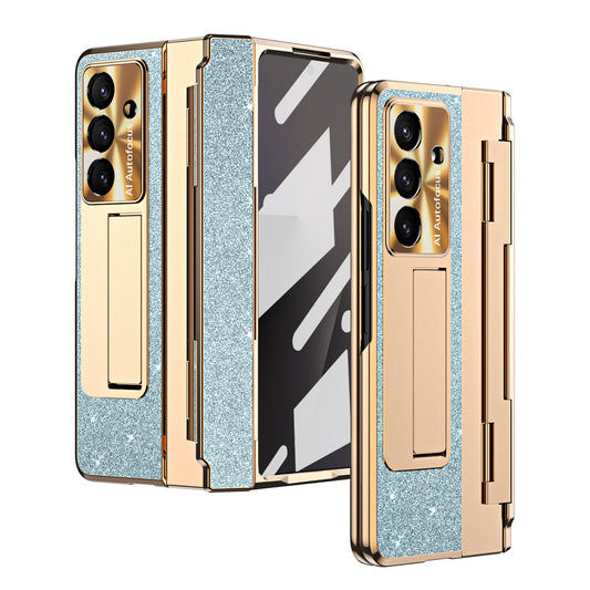 Luxury Crystal Gold Electroplated Shockproof Phone Case With Screen Protector For Galaxy Z Fold 8/7/6/5/4/3