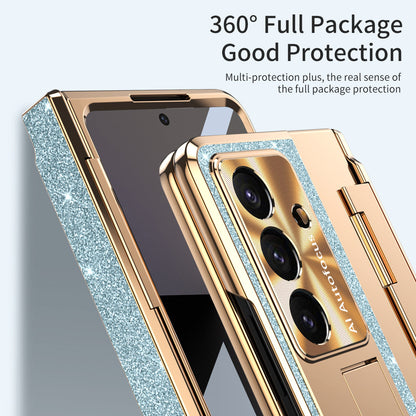 Luxury Crystal Gold Electroplated Shockproof Phone Case With Screen Protector For Galaxy Z Fold 8/7/6/5/4/3