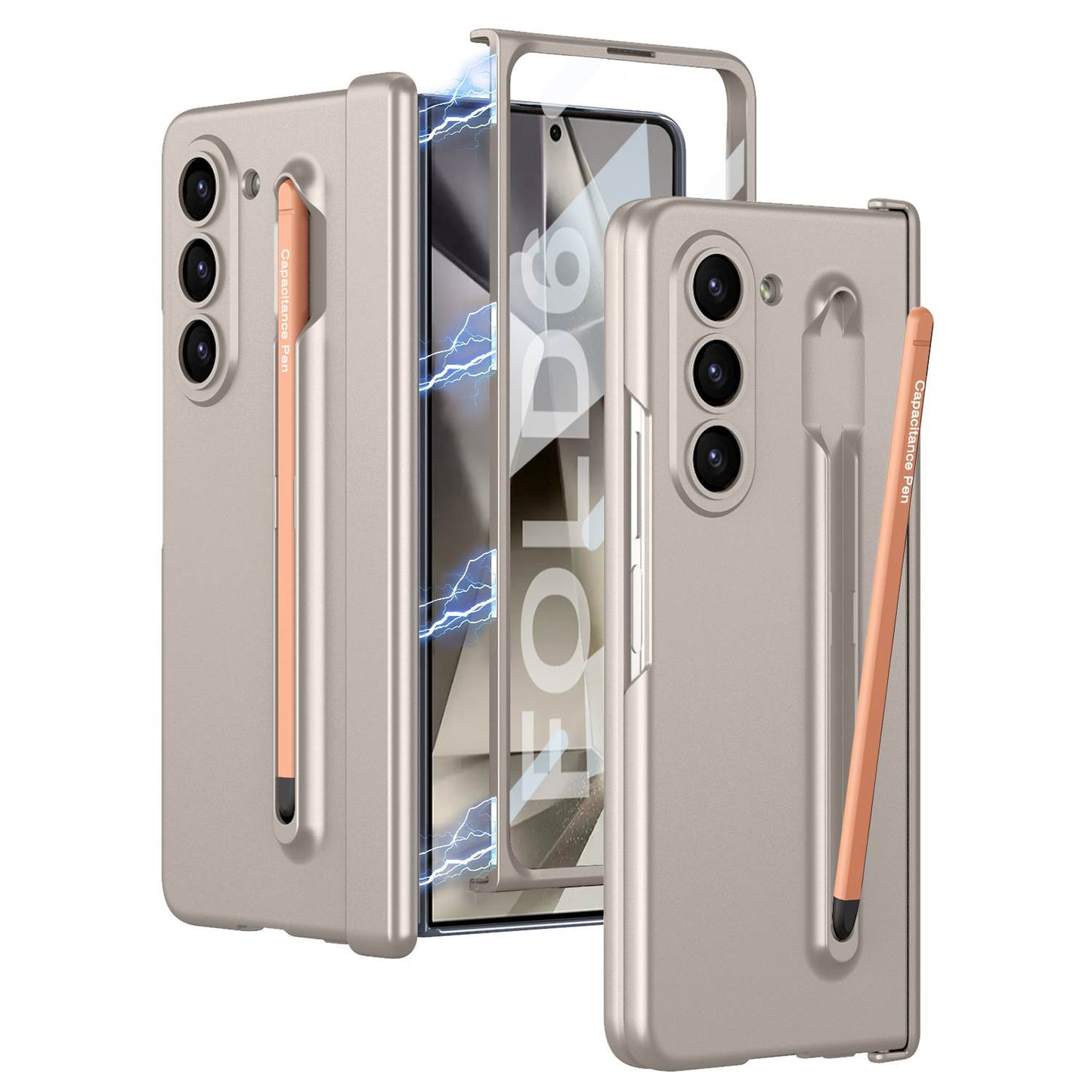 Magnetic Hinge Integrated Screen Glass Case with S Pen Slot & Pen for Samsung Galaxy Z Fold6