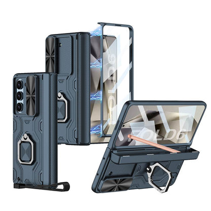 Armor Magnetic Hinge Ring Bracket S Pen Slot Integrated Screen Glass Case for Galaxy Z Fold6