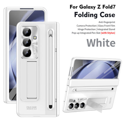 Armor Electroplated Anti-fall Protective Phone Case With Pen Tray Shell and Film For Galaxy Z Fold 7/6/5/4