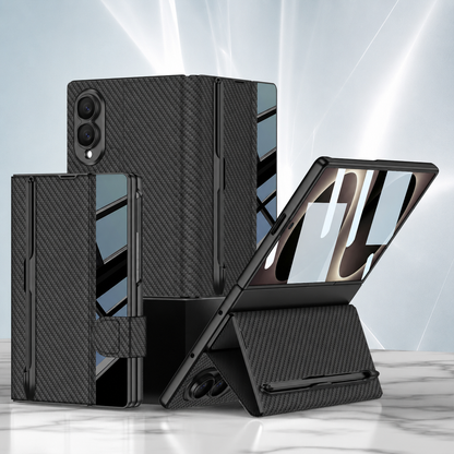 Galaxy Z Fold8 Wide Ultra Luxurious Leather Folio Case with Built-In Tempered Glass & Pen Holder