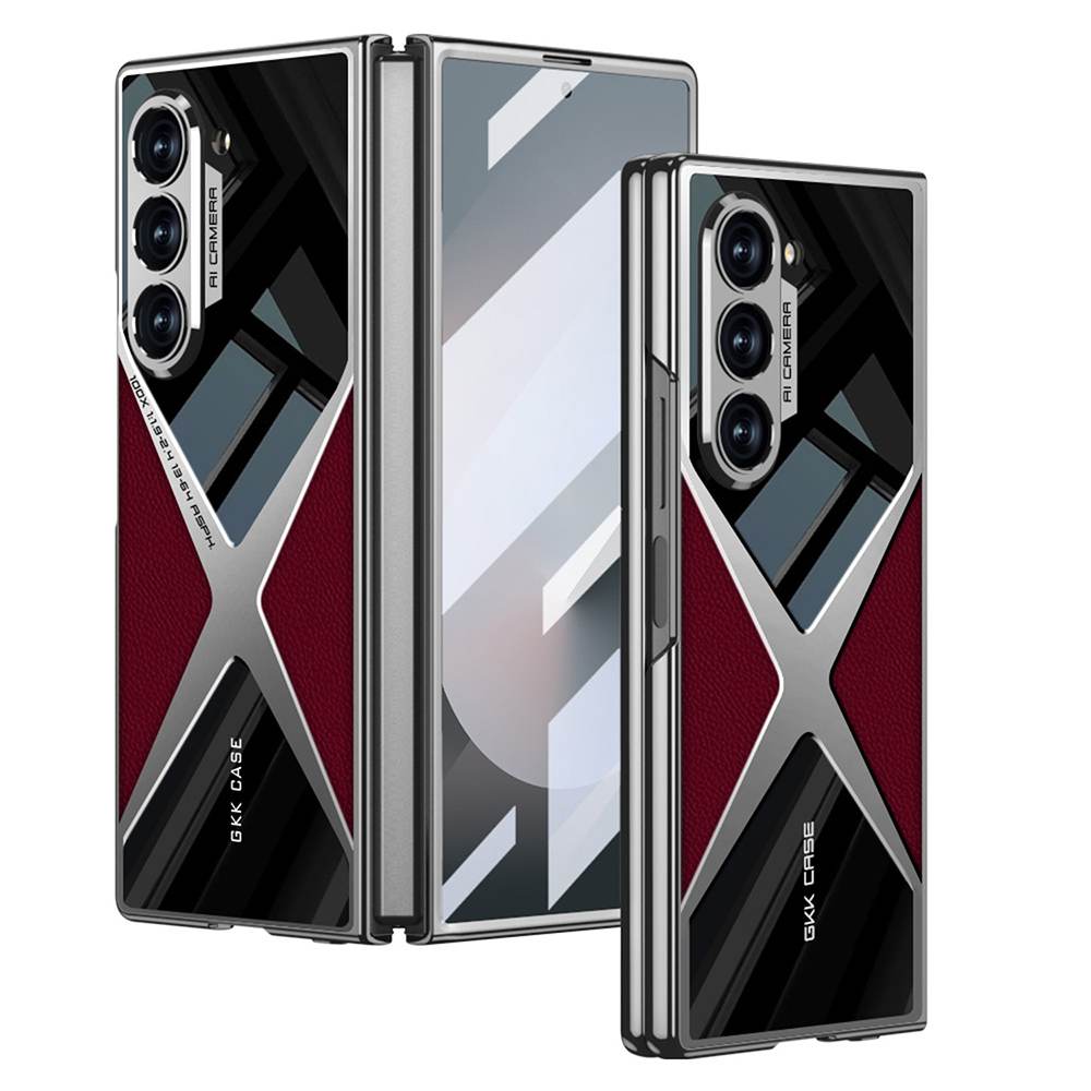 Leather Racing Style Integrated Screen Protector Glass Case for Galaxy Z Fold6