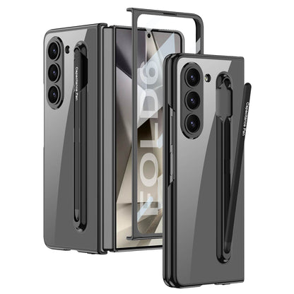 Plating Transparent Case with S Pen Slot, Pen and the Screen Integrated Protector Film for Galaxy Z Fold6