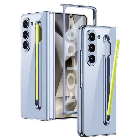 Plating Transparent Case with S Pen Slot, Pen and the Screen Integrated Protector Film for Galaxy Z Fold6