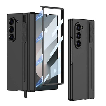 Magnetic Hinge Hidden Pull-out Pen & S Pen Slot Integrated Glass Film Case for Galaxy Z Fold6