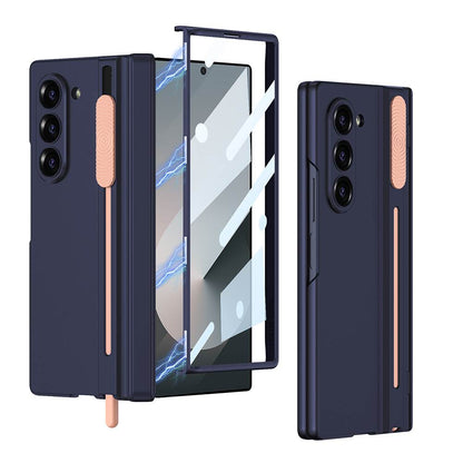 Magnetic Hinge Hidden Pull-out Pen & S Pen Slot Integrated Glass Film Case for Galaxy Z Fold6