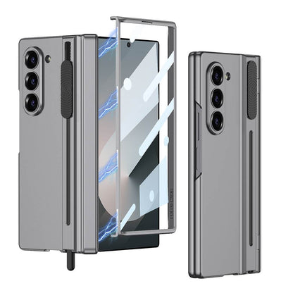 Magnetic Hinge Hidden Pull-out Pen & S Pen Slot Integrated Glass Film Case for Galaxy Z Fold6