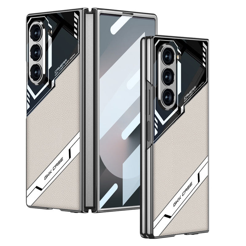 Electroplating Leather Shockproof Phone Case With Screen Protector For Galaxy Z Fold 7/6