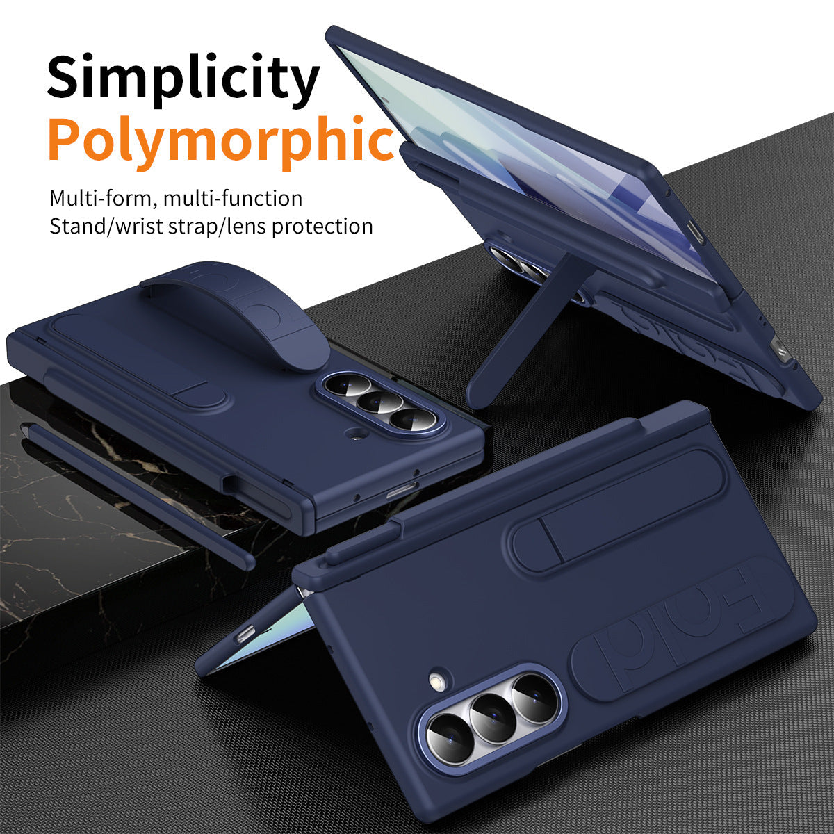 Hinge Pen Box Shockproof Phone Case With Screen Protector & Wristband Holder For Galaxy Z Fold 8/7/6/5/4/3