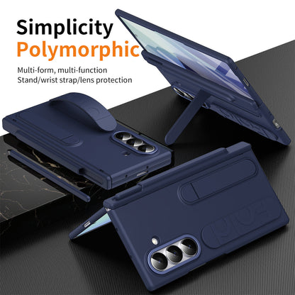Hinge Pen Box Shockproof Phone Case With Screen Protector & Wristband Holder For Galaxy Z Fold 8/7/6/5/4/3